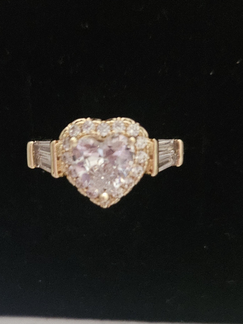 Gold Heart Ring with Pink Center Stone